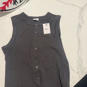 Cotton On Charcoal Sleeveless Button Down Shirt